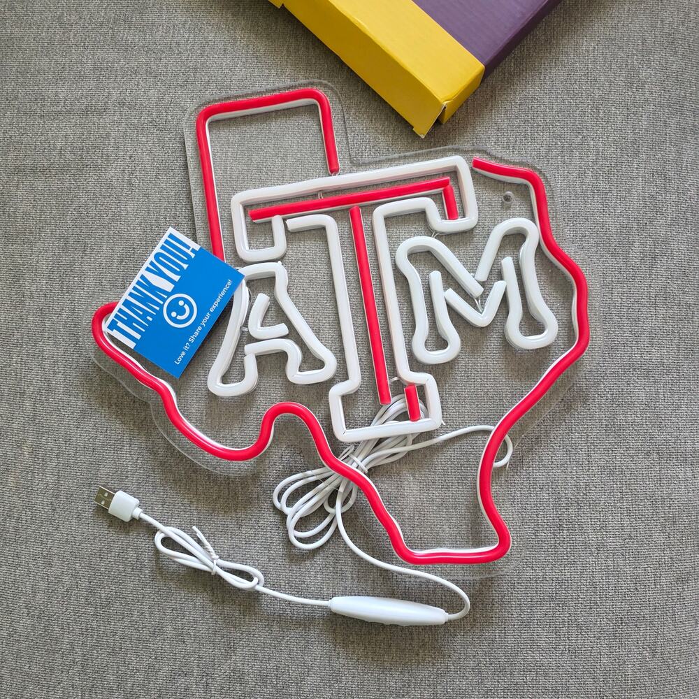 NIB Texas A&M LED neon light room, bar‎ decor, Texas outline
